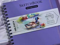Скетчбук для акварели на спирали Малевичъ "Monet" 20х20 см 20 л 300 г, мелкое зерно
