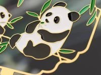 Закладка для книг с подвеской "Две панды" (металл)