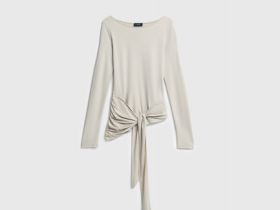 Лонгслив с завязками на поясе, Бежевый