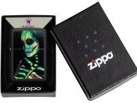 Зажигалка ZIPPO Skeleton Design с покрытием Black Light, латунь/сталь, черная, матовая
