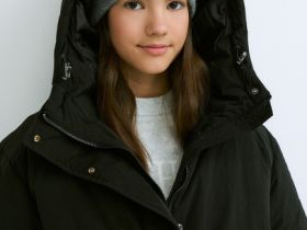 Пуховик для девочек, Черный