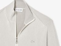 Мужской ребристый свитер на застежке Lacoste с высоким воротником