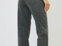 Прямые джинсы с высокой посадкой, Серый