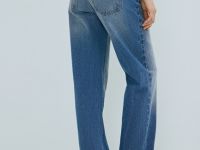 Прямые джинсы с высокой посадкой, Синий