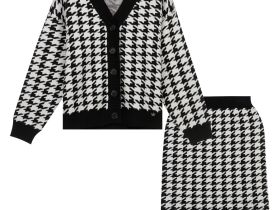 Жаккардовые кардиган и юбка