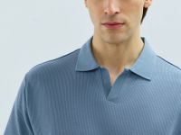 Поло из текстурной хлопковой ткани, Синий