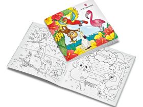 Складной нож детский My First Victorinox Parrot Edition 9 функций, шнурок на шею, книга-раскраска