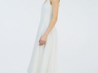 Платье миди с вырезом каре, Белый