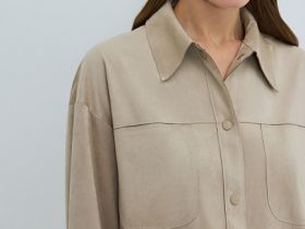 Рубашка из искусственной замши, Бежевый