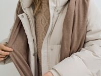 Шарф с бахромой, Коричневый