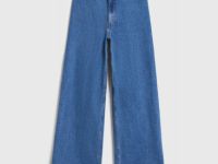 Укороченные широкие джинсы, Синий