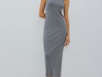 Трикотажное платье-майка в рубчик, Серый