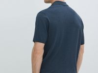Вязаное поло с коротким рукавом, Синий