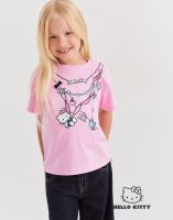 Розовая футболка оверсайз с принтом Hello Kitty для девочки Глория Джинс
