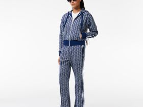 Женские расклешенные спортивные брюки Lacoste с монограммой