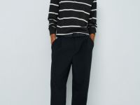 Поло в полоску с длинным рукавом, Коричневый