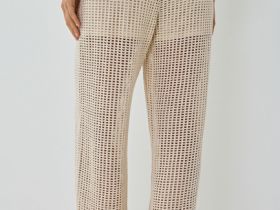 Широкие брюки из структурной ткани, Бежевый