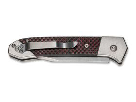 Полуавтоматический складной нож Magnum Rubico Auto - Boker 01SC054, сталь 440A Stonewash, рукоять карбон/нержавеющая сталь, чёрно-красный