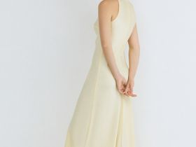 Сатиновое платье с американской проймой, Желтый