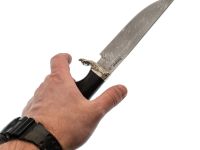 Нож Мишутка с лапой гардой, сталь Х12МФ, граб