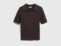 Джемпер поло с косами, Коричневый