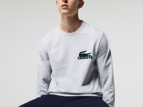 Мужская домашнаяя толстовка Lacoste из хлопкового флиса