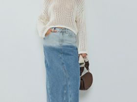 Джинсовая юбка макси с эффектом деграде, Синий