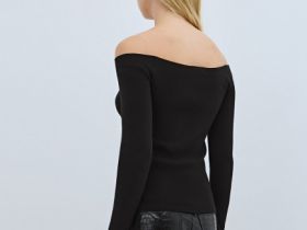 Лонгслив с открытыми плечами, Черный