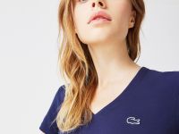 Женская Футболка Lacoste Slim Fit с v-образным вырезом