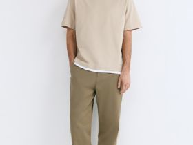 Футболка из плотного хлопка с контрастными деталями, Бежевый