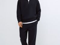 Свитшот с воротником-стойкой на молнии, Синий