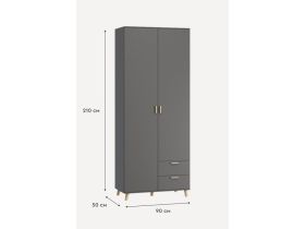 Распашной шкаф Пронто 2-90x210 Графитовый