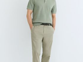 Поло из текстурной ткани, Зеленый