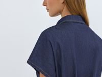 Платье-рубашка из денима с ремнём, Синий