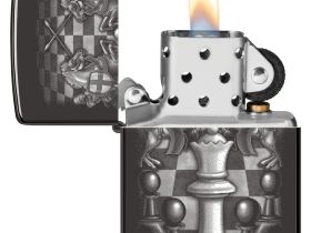 Зажигалка ZIPPO Chess Design с покрытием High Polish Black, латунь/сталь, черная