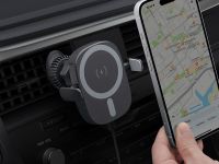 Автомобильный держатель Deppa (55210) Universal QI для смартфона в воздуховод/лобовое стекло 15W (черный)