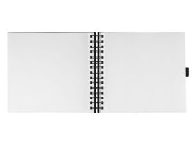 Скетчбук на спирали Гамма "Студия" 20х20 см 100 л 110 г, черный, твердая обложка, на резинке, бела