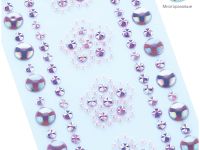 Наклейки акриловые MESHU "Purple flowers", 25*8,3см, стразы, 305 наклеек
