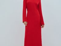 Сатиновое платье с завязками на спине, Красный