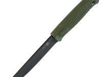 Нож Руз, сталь AUS-8 BlackWash, рукоять эластрон олива