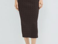Прямая трикотажная юбка, Коричневый