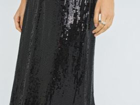 Прямая юбка с пайетками, Черный