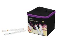 Набор двусторонних маркеров для скетчинга MESHU основные цвета 100 цв, текстильный чехол на молнии