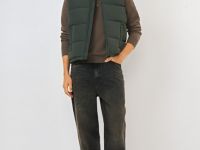 Стёганый утеплённый жилет с воротником-стойкой, Зеленый