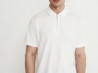 Поло из технологичной ткани с молнией, Белый