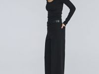 Укороченные широкие джинсы, Черный