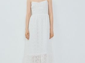 Сарафан из хлопка с вышивкой и воланом, Белый