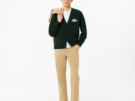 Мужской кардиган Lacoste из кардочесаной шерсти