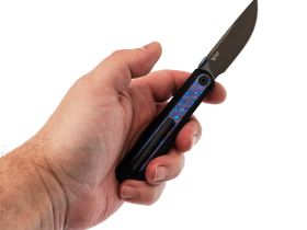 Складной нож Kizer Quoll, сталь S45VN, рукоять Titanium&Titanium Damascus