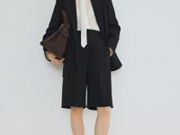 Классические шорты со складками, Черный